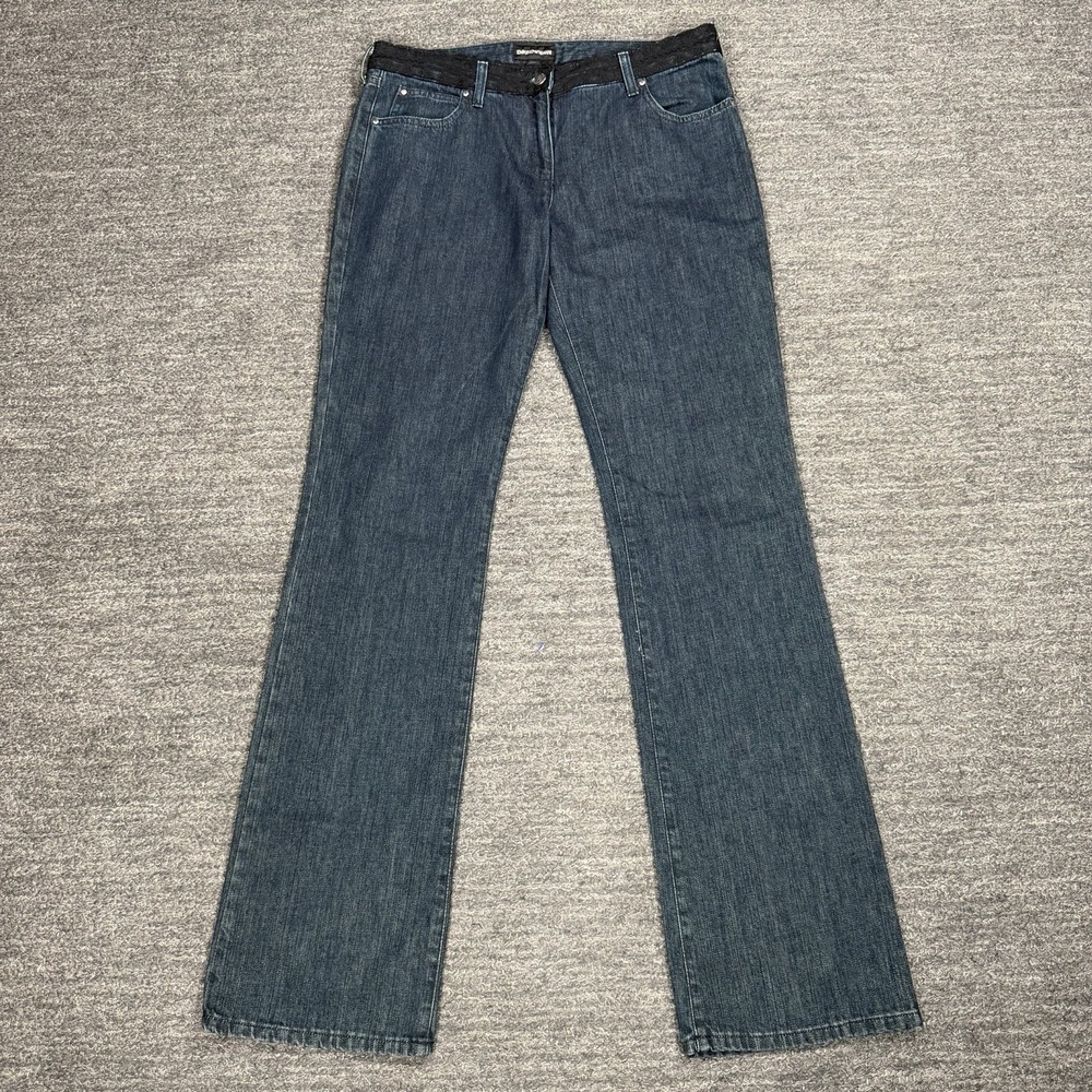 Emporio Armani Jeans Women 30 Dark Wash Lace Trim Denim Italy Y2K Bootcut Gothic